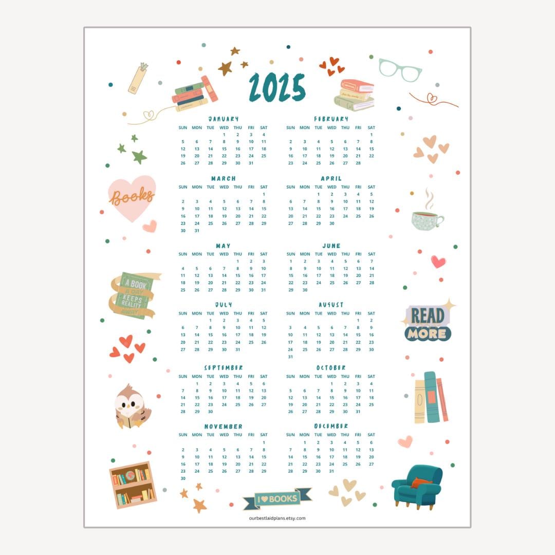 Book Lovers Wall Calendar 2025 