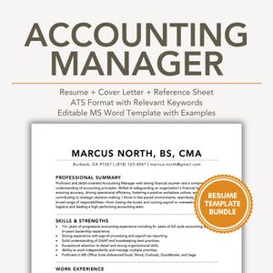 Accounting Manager Resume Template with Example, MS Word Resume Template Accounting Sample, Accounting Manager CV Resume Template Format