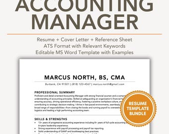 Accounting Manager Resume Template with Example, MS Word Resume Template Accounting Sample, Accounting Manager CV Resume Template Format