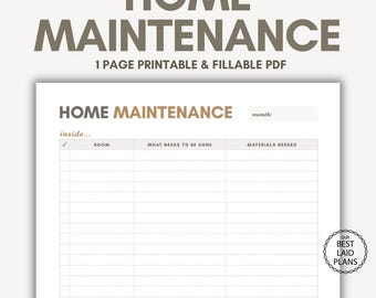 Liste de contrôle pour l'entretien de la maison au format PDF, planificateur de liste de contrôle pour l'entretien de la maison, liste de contrôle pour l'entretien de la maison imprimable, liste de contrôle pour l'entretien de la maison numérique
