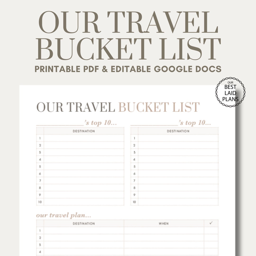 Our Travel Bucket List Planner Printable Travel Planner Trip Wish List Our Travel Bucket List Planner Printable Travel Planner Trip Wish List
