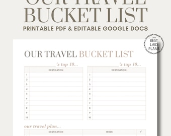 Our Travel Bucket List Planner Printable Travel Planner Trip Wish List Printable Vacation Wish Bucket List for Couples Travel Plan Template