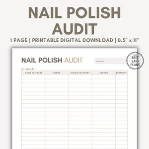 Nagellack Tracker Trendige Nagellack-Audit Bestands-Tracker Druckbare Nagellack-Organizer Nagellack Planer Liste PDF Beauty Printable