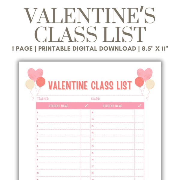 Class Valentines - Etsy