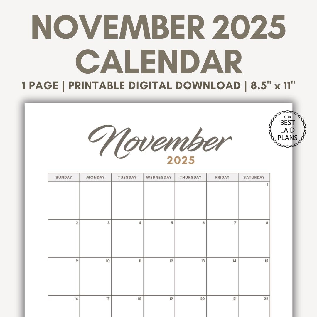 November 2025 Calendar Printable Download November 2025 Printable PDF