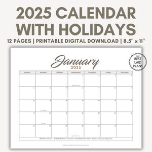 2025 Calendar Printable Landscape 2025 Monthly Bundle Calendar ...