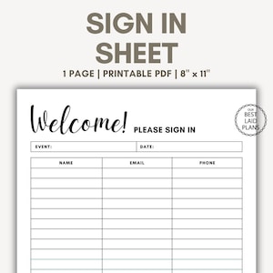 Sign Up Sheet Printable PDF Open House Sign Up Sheet Template Meeting Sign Up Sheet Printable PDF Sign Up Sheet Template