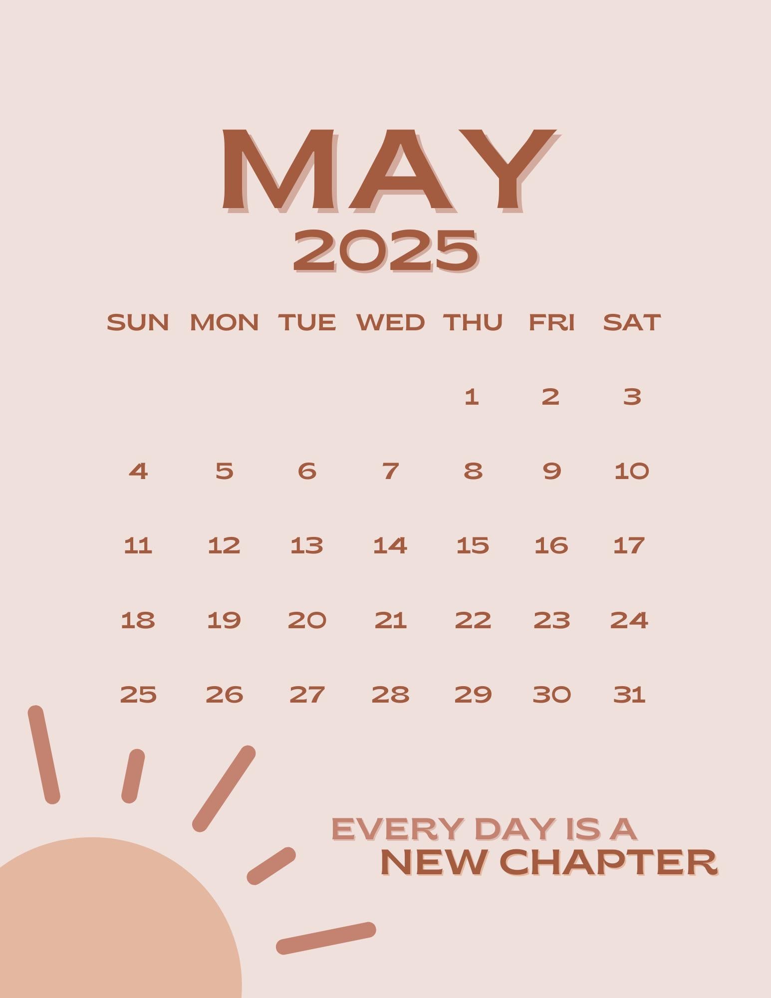 May 2025 Calendar Printable PDF May 2025 Calendar Page May 2025