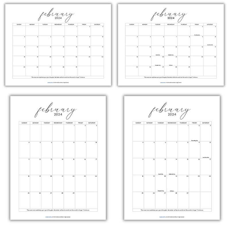 February 2025 Calendar Holidays, February 2025 Printable PDF Portrait