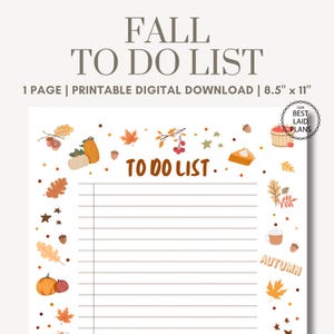 Fall Notebook Notes Page Printable PDF Fall to Do List Cute Fall ...