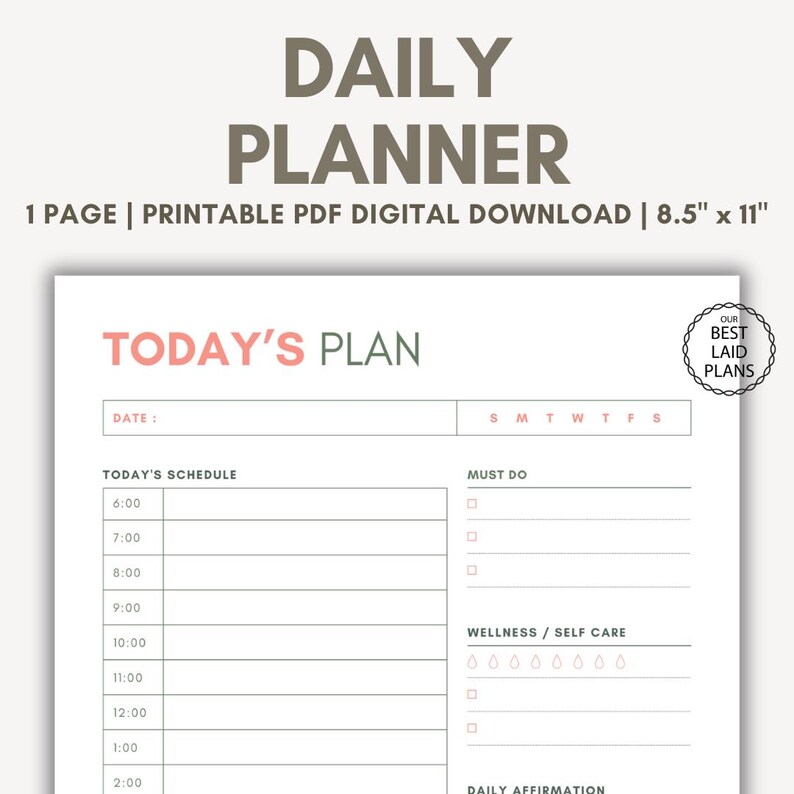 Printable Daily Planner Template To-do List, Time Blocking Daily ...