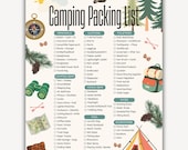 Camping Packing List Printable PDF + Editable Canva Template, How to Pack for Hiking or Camping Trip Vacation Checklist PDF + Canva