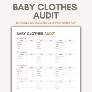 Baby Clothes Audit Printable Editable Google Docs Baby Planner Baby Clothes Tracker Clothing Inventory Closet Inventory Tracker Baby Needs
