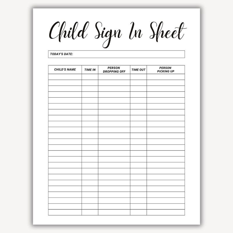 Childcare Attendance Sheets - Etsy