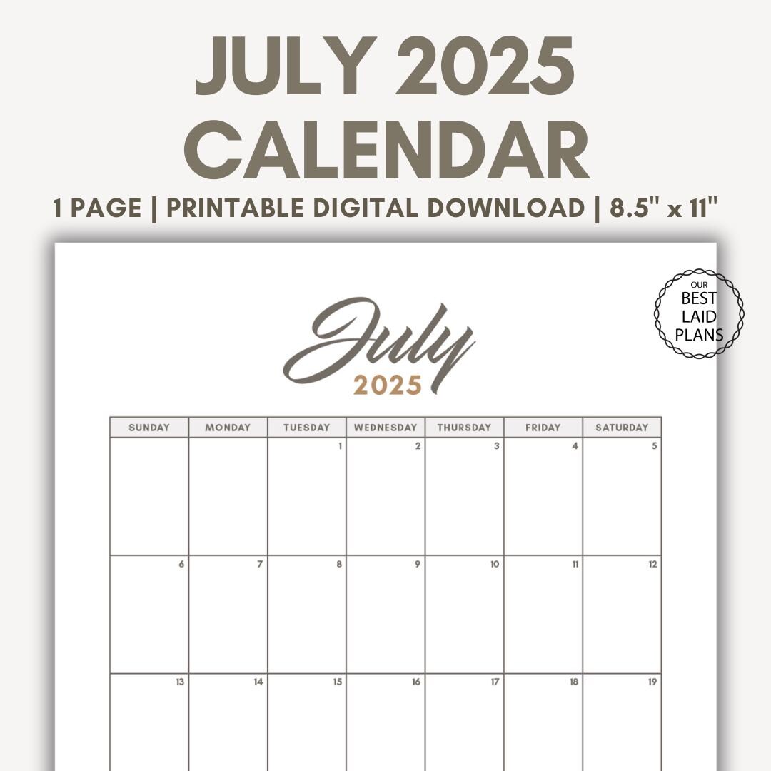 July 2025 Calendar Printable PDF July 2025 Calendar Page July 2025 Pink Boho July Calendar 2025 Cute Calendar July Cal Digital Download