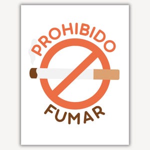スペイン語の禁煙標識（印刷可能）、Prohibido Fumar（禁煙）、スペイン語のビジネス標識、スペイン語の作業標識、スペイン語の喫煙標識
