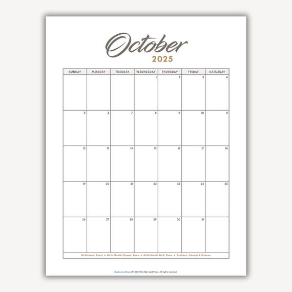 Buy october 2025 calendar printable pdf october 2025 calendar page ...
