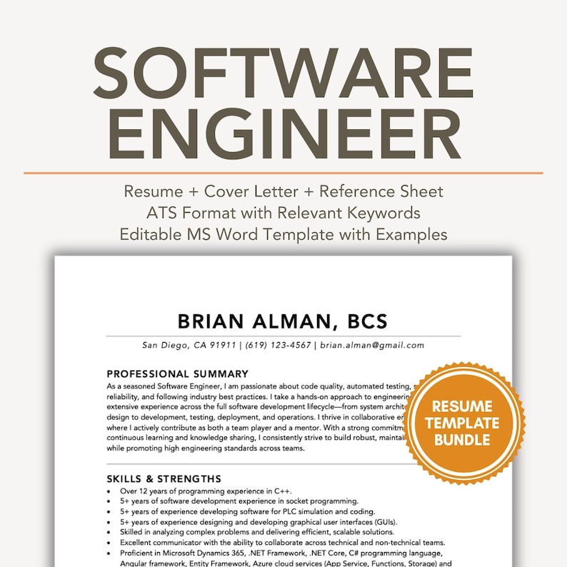 software engineer resume template ats format