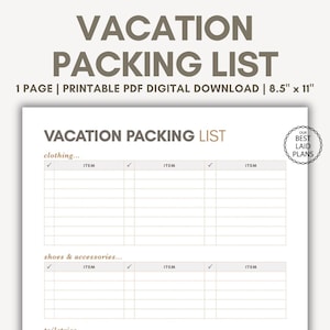 Vacation Packing List, Vacation Packing Checklist, List of What to Bring on Vacation, List of What to Take on Vacation To Bring List