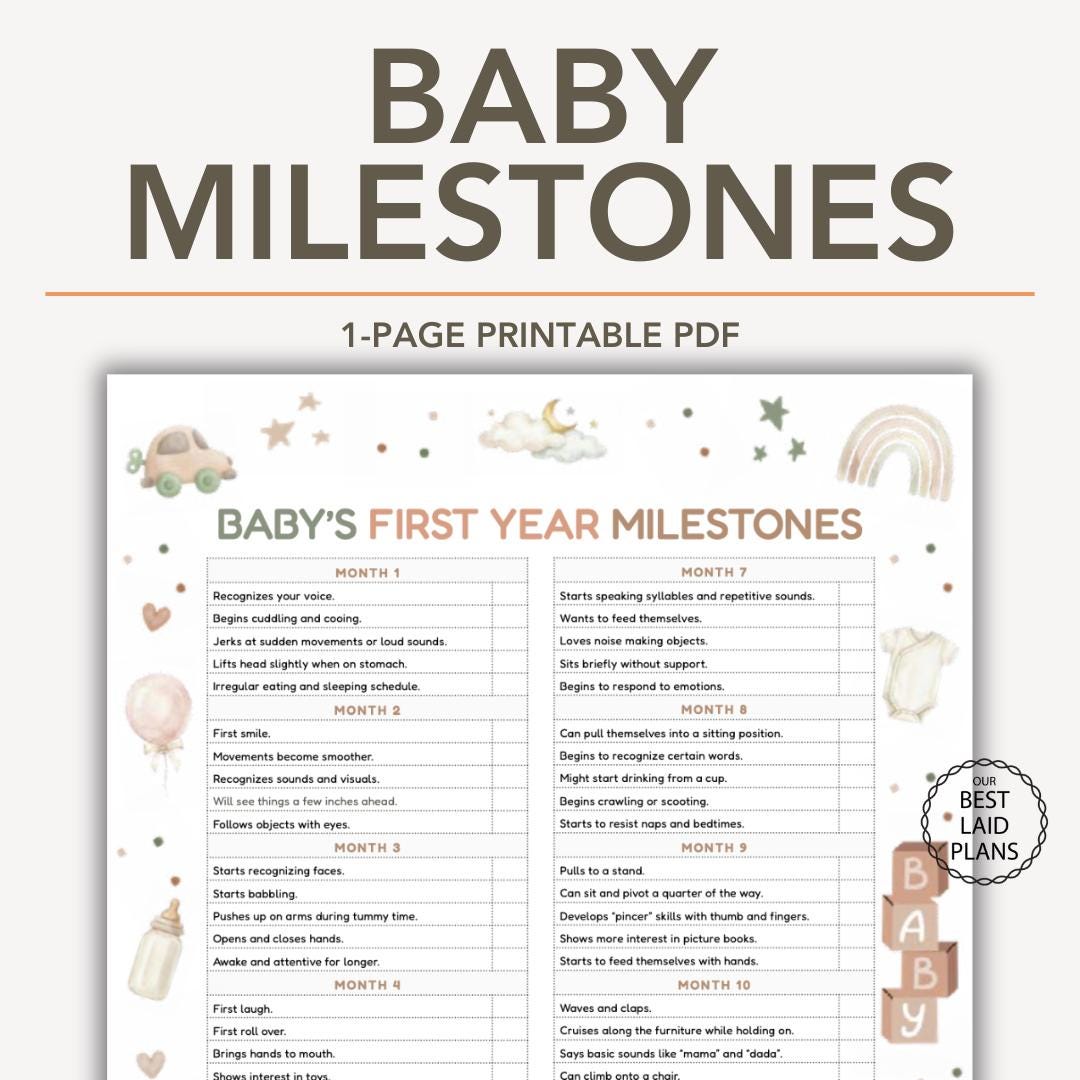 Baby Milestones Chart by Month Printable PDF, Baby Milestones Timeline ...