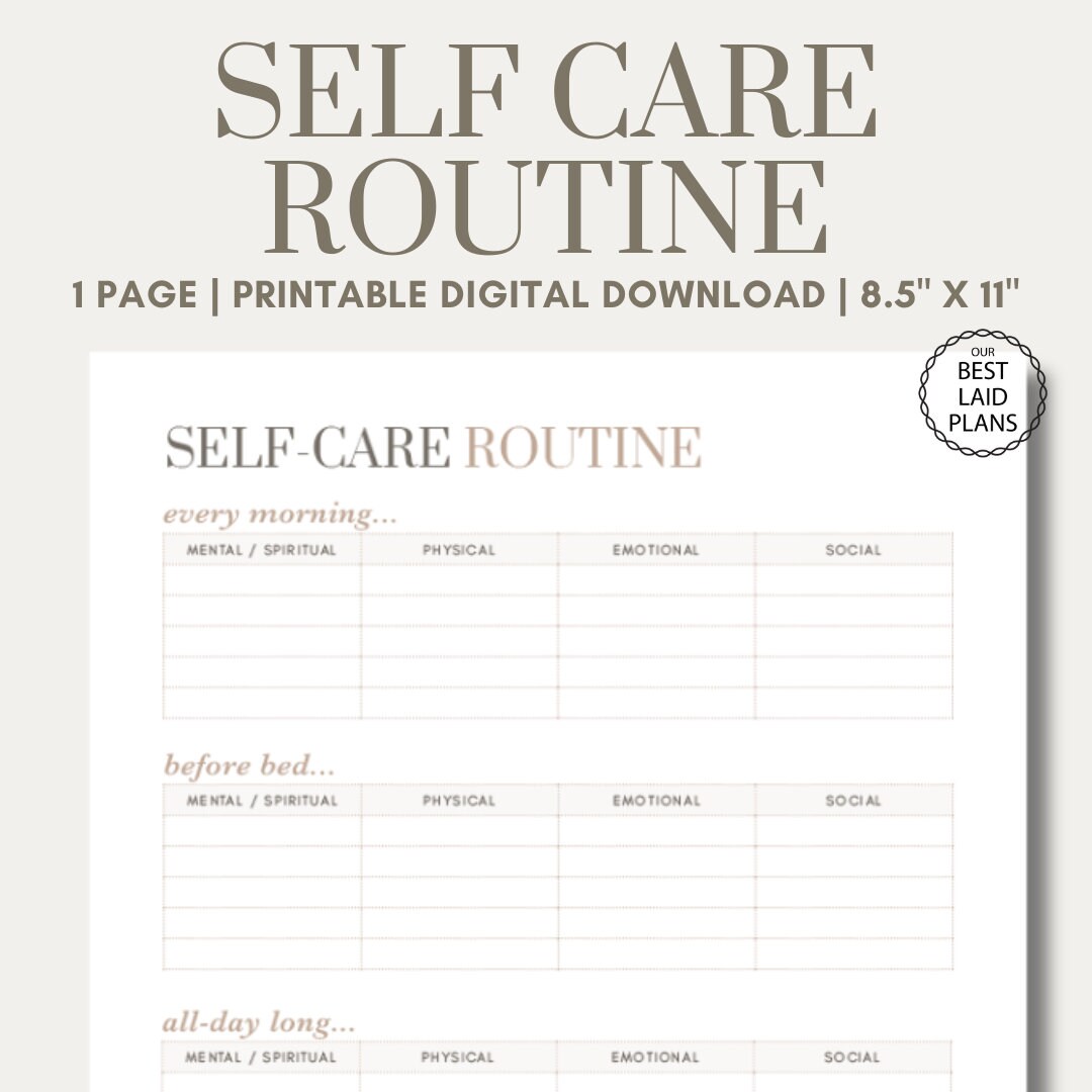 Self Care Planner Printable PDF Self Care Routine Self Care Tracker ...