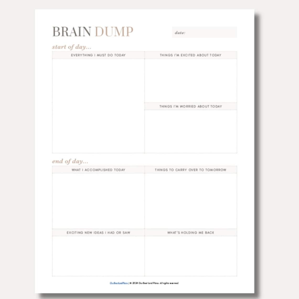 Brain Dump Printable PDF, Mind Dump Digital Download, Braindumping ...