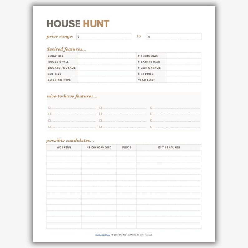 Haus Jagd Checkliste Planer Druckbare PDF Bearbeitbar Google Docs Haus Jagd Scorecard Hauskauf Planer Hauskauf Haus Jäger Bild 2
