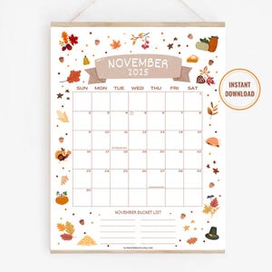 November 2025 Calendar Printable PDF November 2025 Page November 2025 Boho November Calendar 2025 Cute Calendar Nov Cal Digital Download