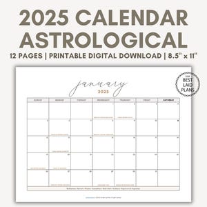 Astrology Calendar 2025 12 Month Full Moon Calendar Printable PDF Astrology Gifts Astrological Events Calendar 2025 12 Month Moon Calendar