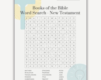 Books of the Bible Word Search Puzzle Featuring New Testament Ideal for Bible Study and Sunday School Games Printable PDF Digital Download