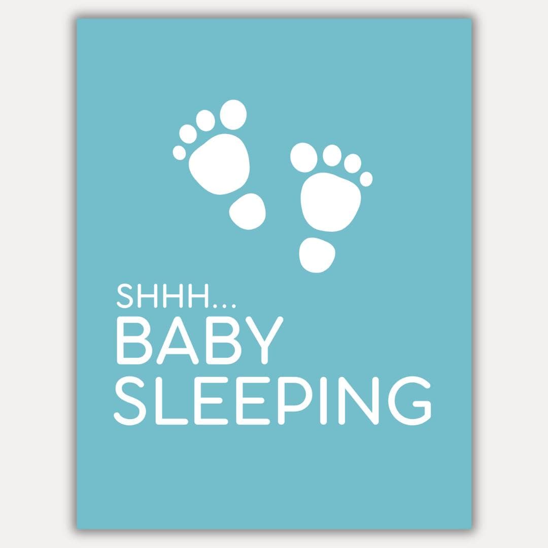 CAKIROTS Shh... Baby Sleeping Sign - Placa De Pared Moderna De Madera Blanca De 10 X 6 Pulgadas Con Cuerda De Yute Para Colgar