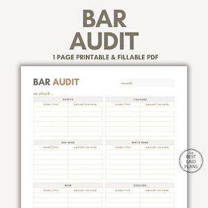 Home Bar Essentials Printable PDF, Home Bar Essentials Checklist, Home Bar Restock List Essentials, Home Bar Checklist Printable Bar Audit