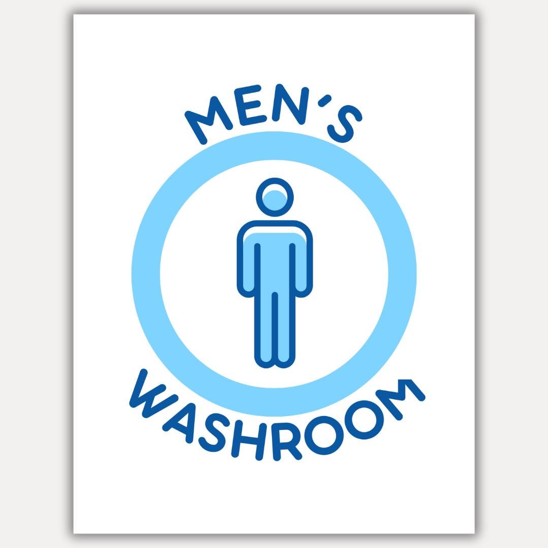 Mens Restroom Sign Printable, Mens Washroom Restroom Printable Sign