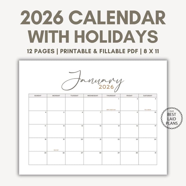 8.5x11 Planner 2026 - Etsy