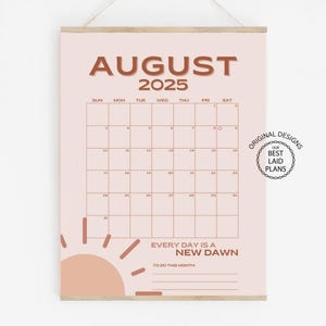 Calendário de agosto de 2025 para impressão em PDF, página do calendário de agosto de 2025, calendário de agosto de 2025, calendário boho rosa de agosto de 2025, calendário fofo de agosto de 2025, calendário digital de agosto de 2025