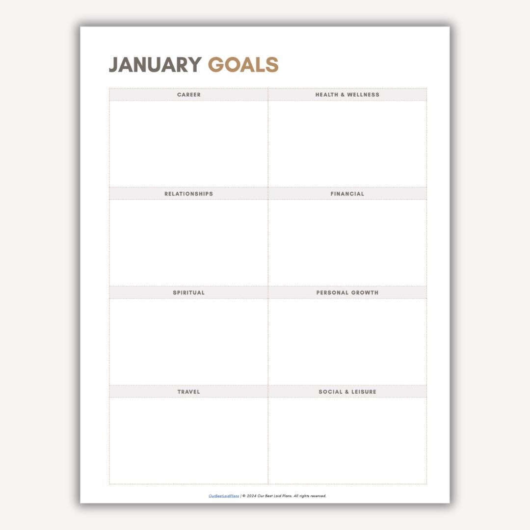 Goal Planner Template Monthly Worksheet for Career, Relationships ...