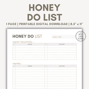 Honey Do List, Honey To Do List Digital Download, Honey Doo List, The Honey Do List Printable, Chore List for Husband