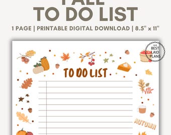 Fall Notebook Notes Page Printable PDF Fall To Do List Cute Fall Accessories Fall Printables Digital Notes Page To Do List Autumn