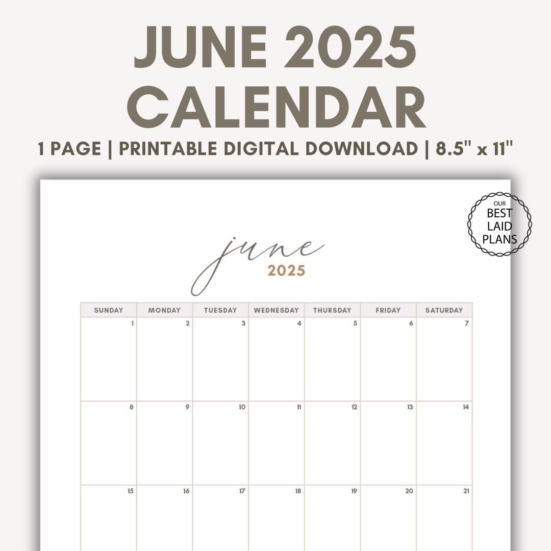 June 2025 calendar printable download june 2025 printable pdf june calendar  2025 portrait blank minimalist wall calendar june month 2025 - etsy