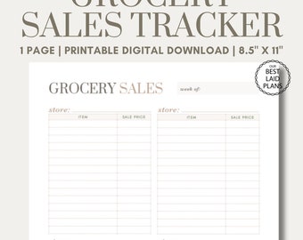 Grocery Tracker Grocery List Sales Tracker Printable PDF Grocery Price Comparison Planner Grocery Shopping Planner Food Price Comparison