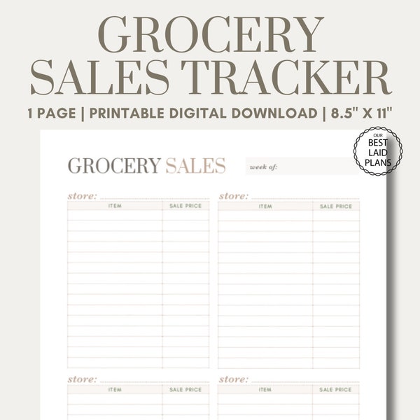 Grocery Tracker Grocery List Sales Tracker Printable PDF Grocery Price Comparison Planner Grocery Shopping Planner Food Price Comparison