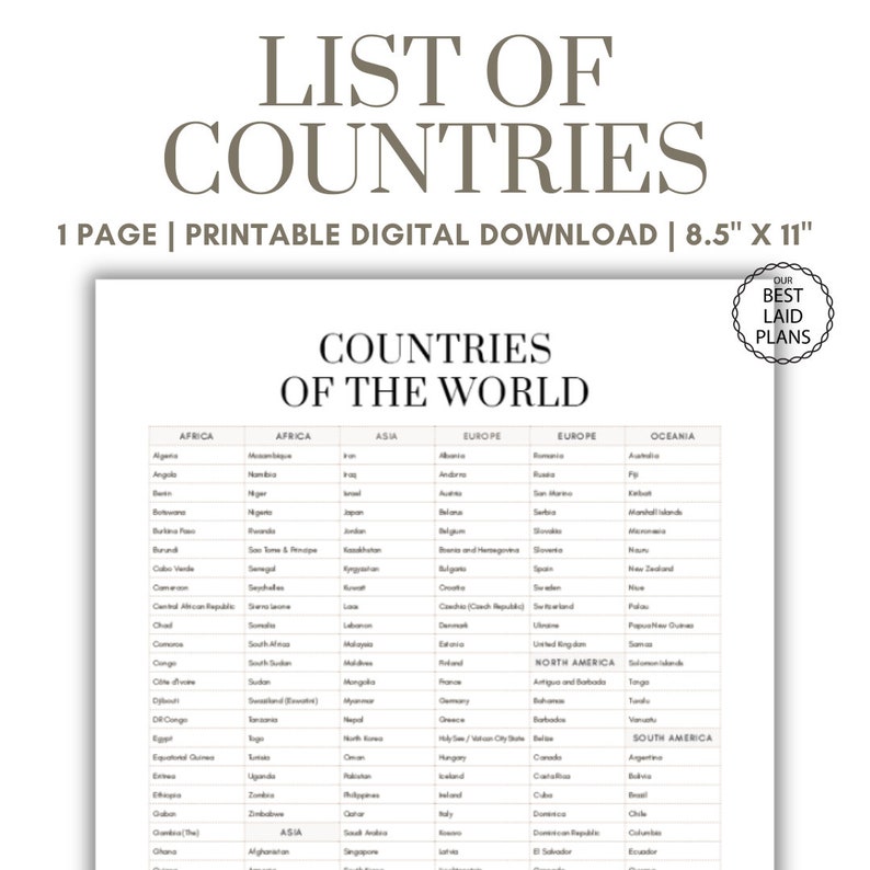 List of Countries of the World, Names of Countries, World Countries ...