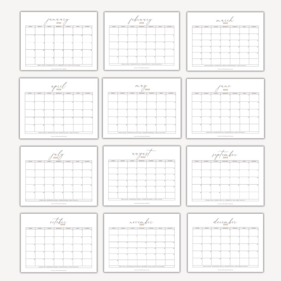 2025 PRINTABLE CALENDAR BY MONTH PDF visual data 5
