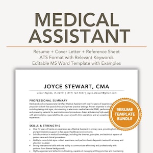 Medical Assistant Resume Template ATS Format, Medical Assistant ATS Resume Template, Applicant Tracking System MS Word Resume Template
