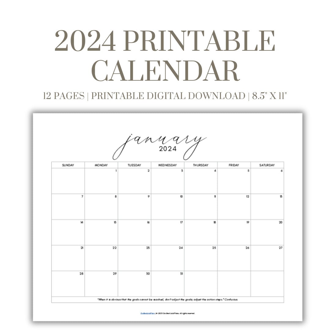 2024 Calendar Printable 2024 Monthly Bundle, Calendar Printable Year