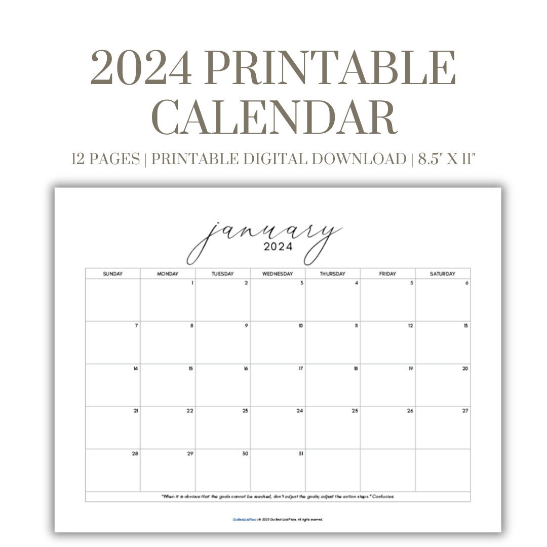 2024 Calendar Printable 2024 Monthly Bundle, Calendar Printable Year