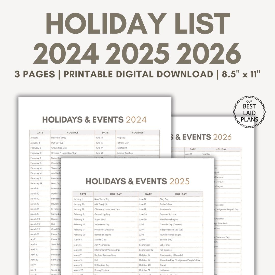 List of Holidays 2025 2025 2026 Holiday List Printable PDF in Order List of Holidays 2025 2025 2026 Holiday List Printable PDF in Order