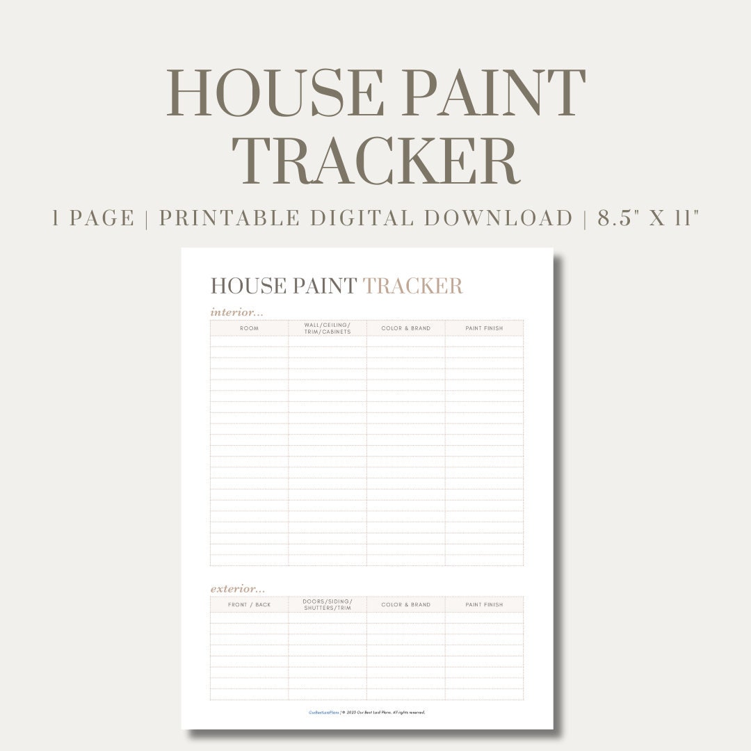 House Paint Tracker Printable PDF Planner House Maintenance - Etsy