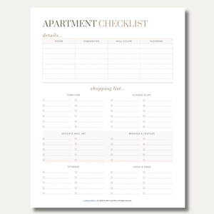 Apartment Checklist Printable PDF, Apartment Planner, Apartment to Do ...