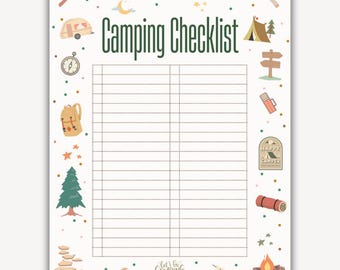 Campinglijst, campingchecklistlijst afdrukbare pdf invulbaar, paklijst Wat mee te nemen?